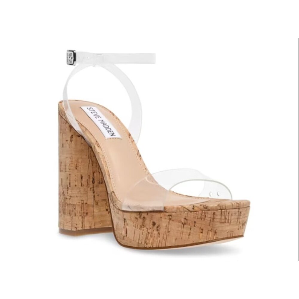 Steve Madden Women's Clear Lessa Platform Sandal Heel Sz 10